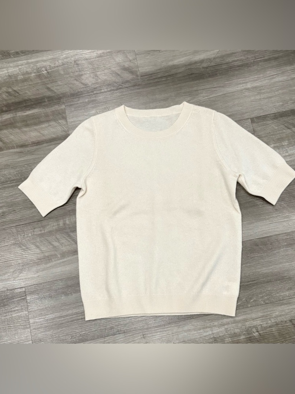 Women's Short-Sleeve Knit Sweater in Cream